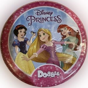 DISNEY PRINCESS DOBBLE SPOT IT ROUND CARD GAME TRAVEL RAPUNZEL SNOW WHITE ARIEL